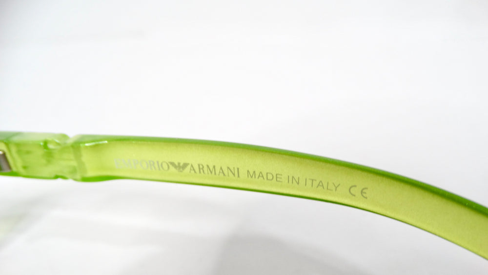 1990s Emporio Armani Neon Green Rectangular Frameless Sunglasses