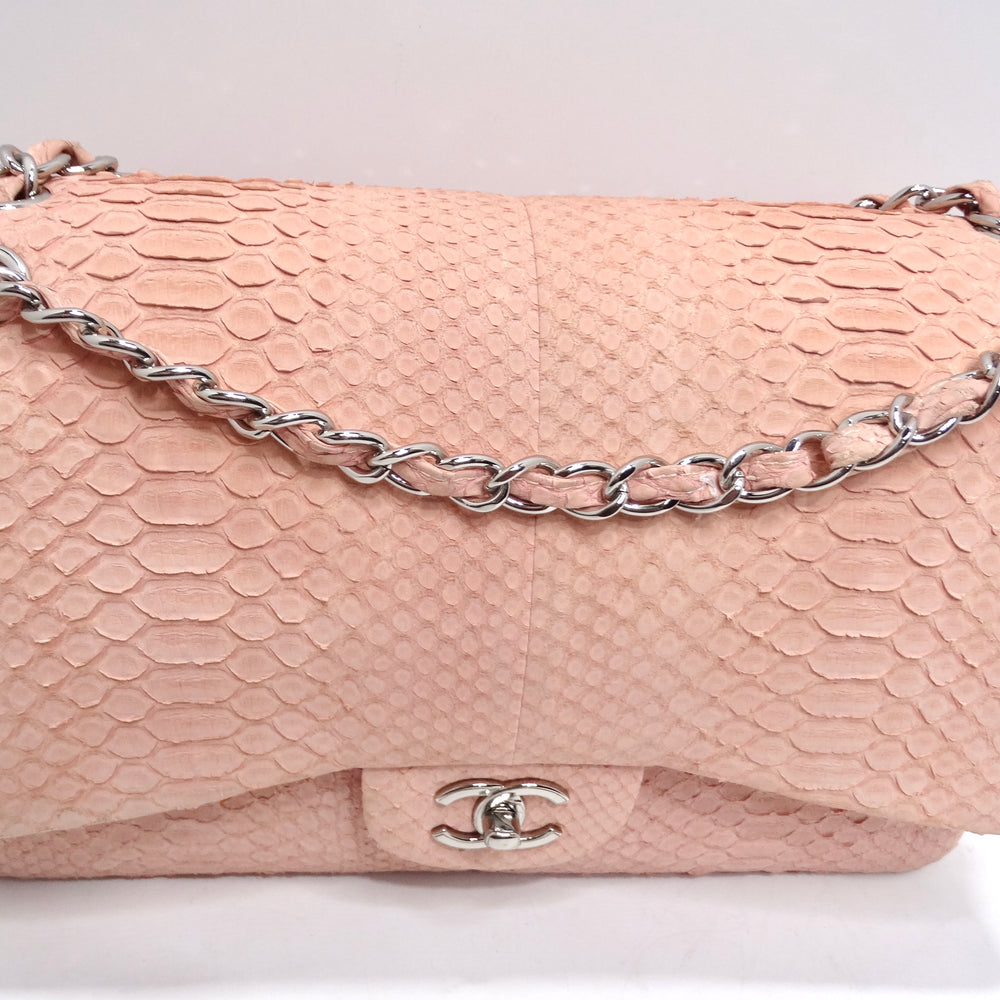 Chanel Pink Python Jumbo Double Flap Handbag