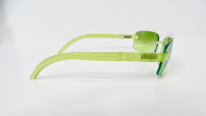 1990s Emporio Armani Neon Green Rectangular Frameless Sunglasses