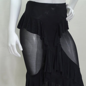 Tom Ford for Yves Saint Laurent Black Ruffled Sheer Midi Skirt