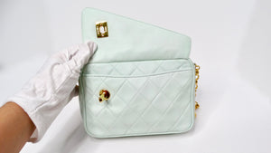 Chanel 1998 Mint Quilted Lambskin Crossbody Camera Bag With Tassel