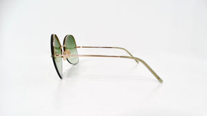 Vintage Gucci Round Oversized Frameless Gold Tone Metal Sunglasses