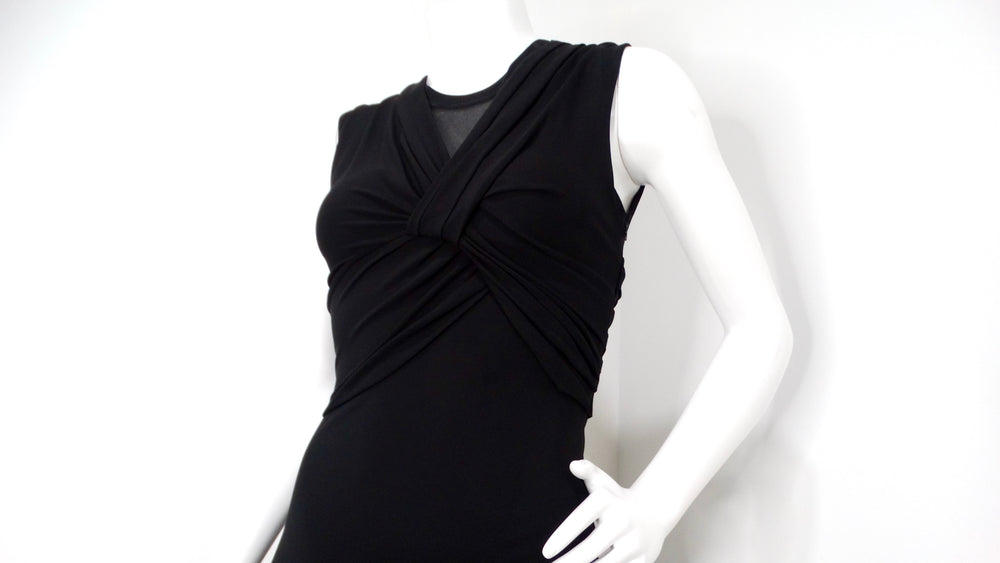 Tom Ford Black Wrap Detail Sleeveless Midi Dress