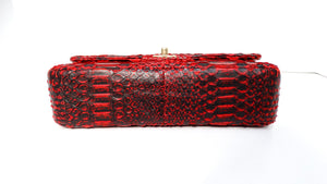 Chanel 2009-10 Red Python Small Double-Flap Bag With Gold-Tone Hardware