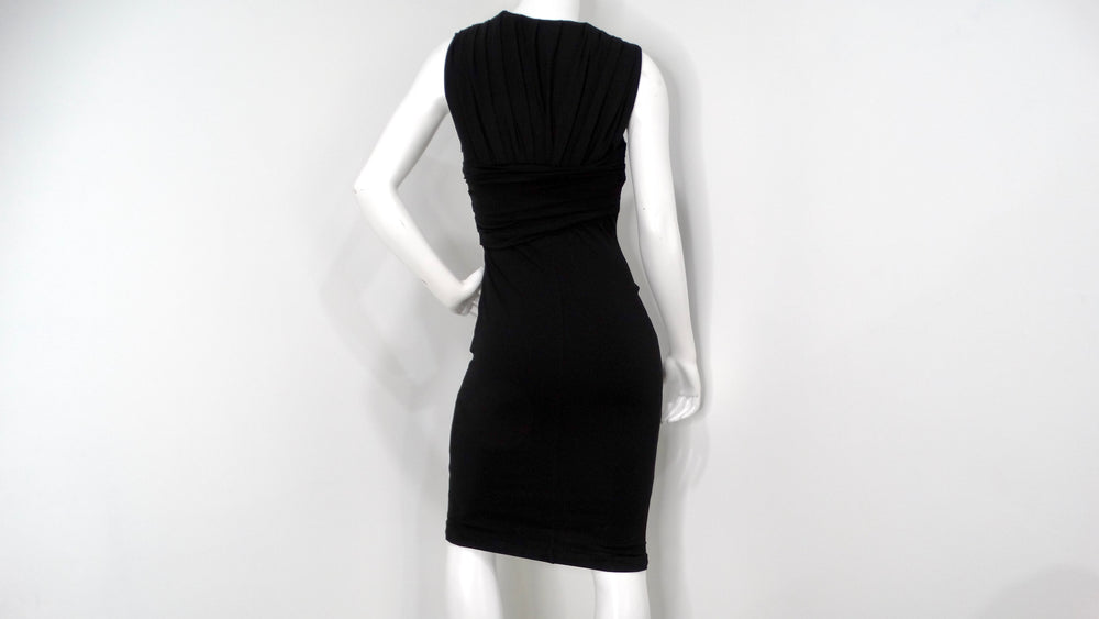 Tom Ford Black Wrap Detail Sleeveless Midi Dress