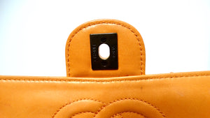 Chanel 1996 Orange Carmel Lambskin Quilted Single Flap Bag With Lacquer Chain