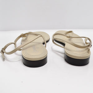 Chanel CC T Strap Leather Sandals