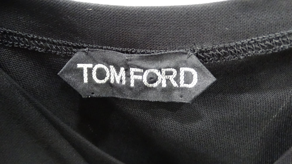 Tom Ford Black Wrap Detail Sleeveless Midi Dress