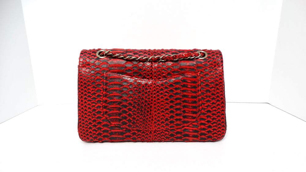 Chanel 2009-10 Red Python Small Double-Flap Bag With Gold-Tone Hardware