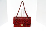 Chanel 2009-10 Red Python Small Double-Flap Bag With Gold-Tone Hardware