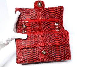 Chanel 2009-10 Red Python Small Double-Flap Bag With Gold-Tone Hardware