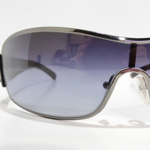 Prada 1990s Silver Tone Shield Sunglasses
