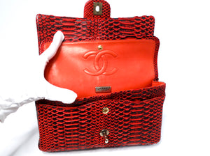 Chanel 2009-10 Red Python Small Double-Flap Bag With Gold-Tone Hardware