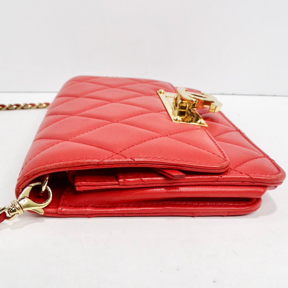 Chanel Lambskin Quilted Golden Class Wallet on Chain Red