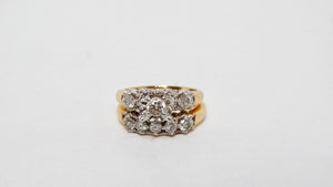 Art Deco European Cut Diamond & 14k Yellow Gold Cluster Ring