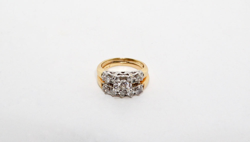 Art Deco European Cut Diamond & 14k Yellow Gold Cluster Ring