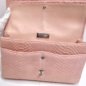 Chanel Pink Python Jumbo Double Flap Handbag