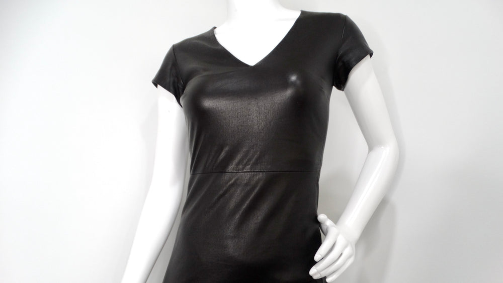 The Row Black Lambskin Leather Mini Dress