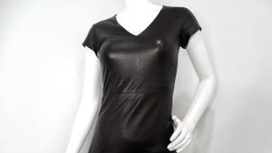 The Row Black Lambskin Leather Mini Dress