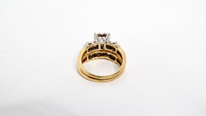 Art Deco European Cut Diamond & 14k Yellow Gold Cluster Ring