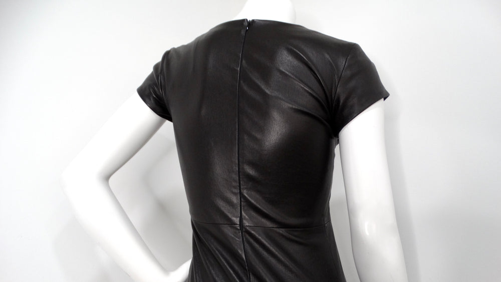 The Row Black Lambskin Leather Mini Dress