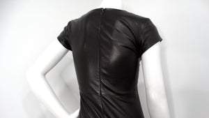 The Row Black Lambskin Leather Mini Dress