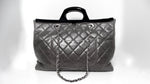 Chanel 2015 Charcoal Grey Large CC Delivery Glazed Calfskin Quilted Tote Bag