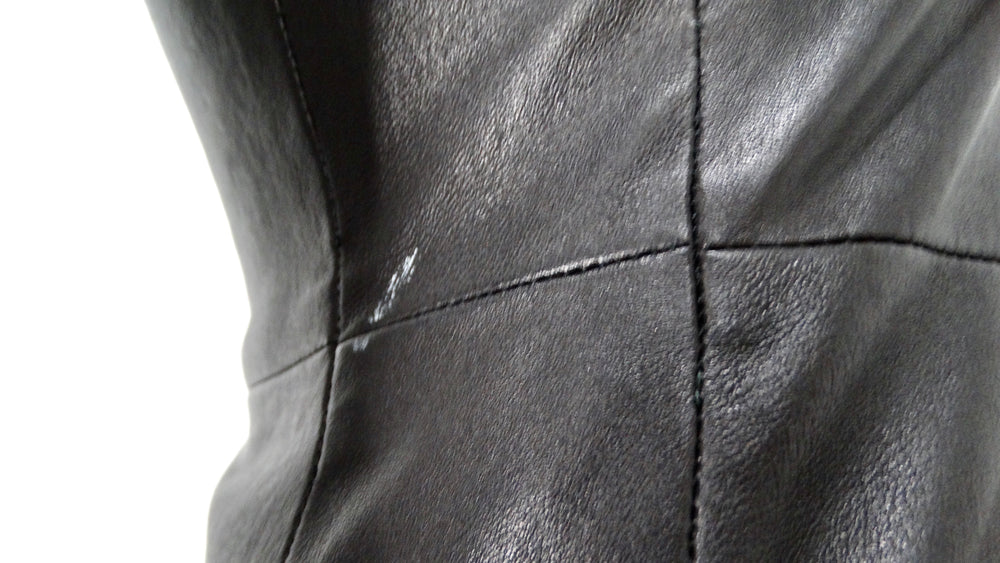 The Row Black Lambskin Leather Mini Dress