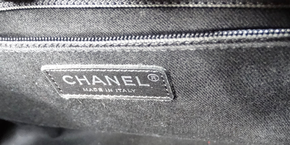 Chanel 2015 Charcoal Grey Large CC Delivery Glazed Calfskin Quilted Tote Bag