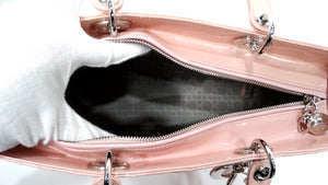 Christian Dior Light Pink Patent Cannage Large Lady Dior Handbag
