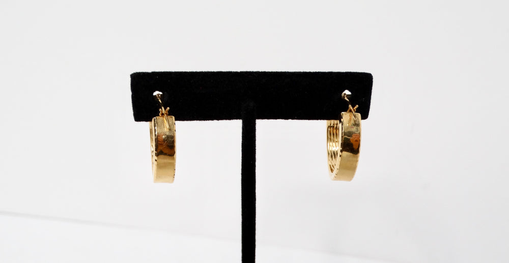 14k Yellow Gold Hoop Earrings Circa 1980s