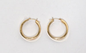 14k Yellow Gold Hoop Earrings Circa 1980s