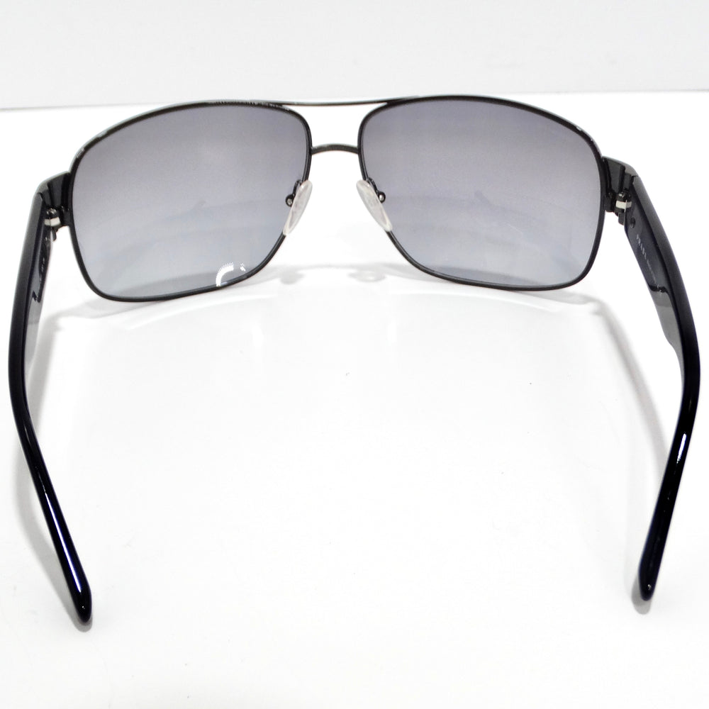 Prada 1990s Black Linea Rossa Sunglasses