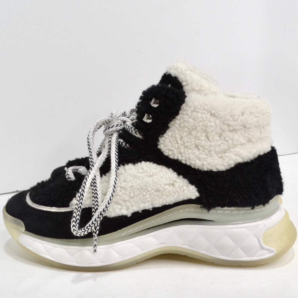 Chanel Shearling Suede CC High Top Sneakers