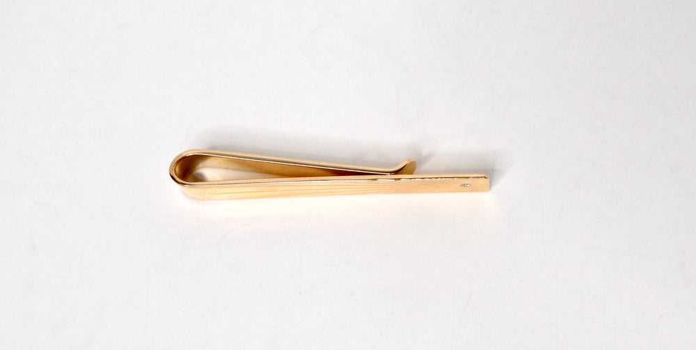 Tiffany & Co. 14K Gold Tie Clip With Diamond & Engravings