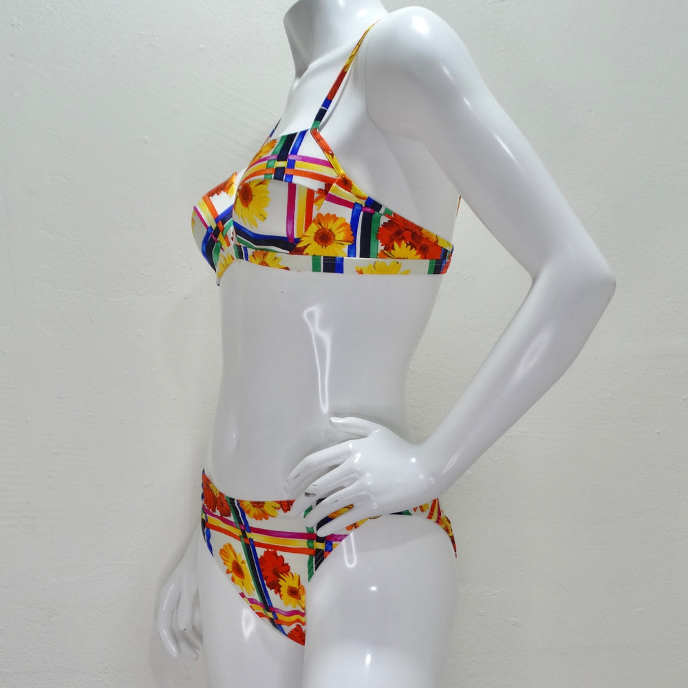 1980s Escada Multicolor O-Ring Bikini