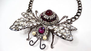 Lawrence Vrba Large Lux Embellished Bee Statement Necklace Or Brooch