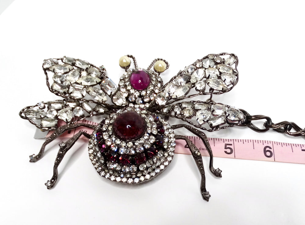 Lawrence Vrba Large Lux Embellished Bee Statement Necklace Or Brooch