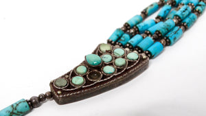 Vintage Turquoise & Sterling Silver Beaded Collar Necklace