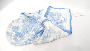 Christian Dior Blue & White "Toile De Jouy" Print Silk Scarf Visor