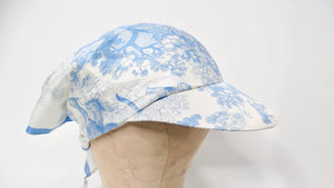 Christian Dior Blue & White "Toile De Jouy" Print Silk Scarf Visor