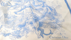 Christian Dior Blue & White "Toile De Jouy" Print Silk Scarf Visor