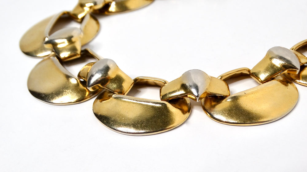 Yves Saint Laurent 1980s Chunky Gold-Tone & Silver-Tone Statement Necklace