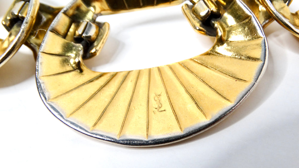 Yves Saint Laurent 1980s Chunky Gold-Tone & Silver-Tone Statement Necklace