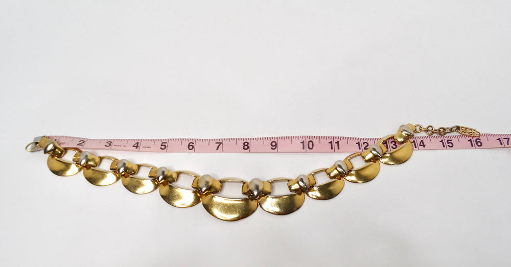 Yves Saint Laurent 1980s Chunky Gold-Tone & Silver-Tone Statement Necklace