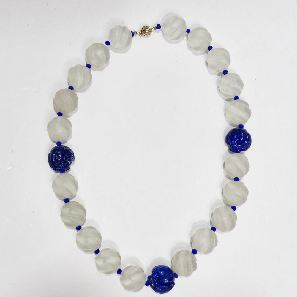 Lapis Lazuli Crystal 14K Gold Beaded Necklace
