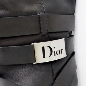 Dior by John Galliano Black Leather Silver Tone Logo Boots – Vintage by  Misty