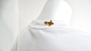 Louis Vuitton White Cotton T-shirt With Gold-Tone Monogram Charms & Strap