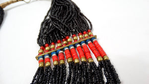 Vintage Indian Naga Handmade Tribal Multi-Strand Black Beaded Necklace