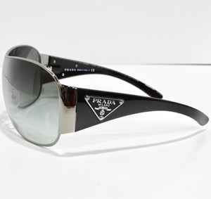 Prada 1990s Black Shield Sunglasses